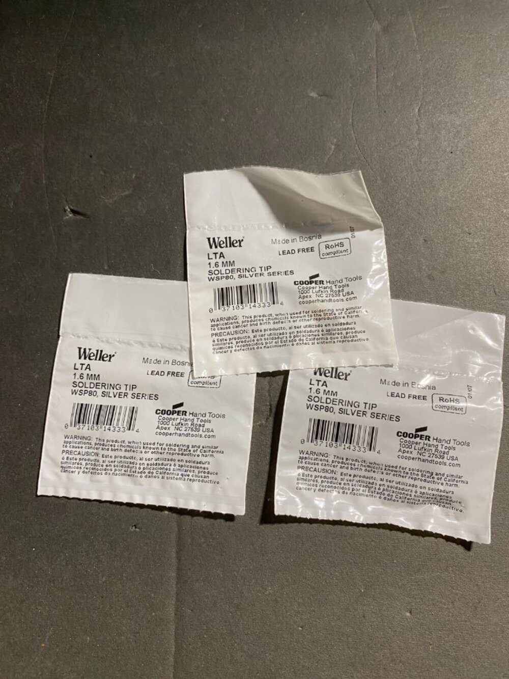 Lot of 3: Weller LTA, 1.6mm Chisel Soldering Tip,